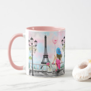 Caneca Mulher Em Paris, Torre Eiffel Mug