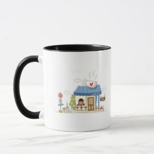 Caneca Mulher em uma cafetaria