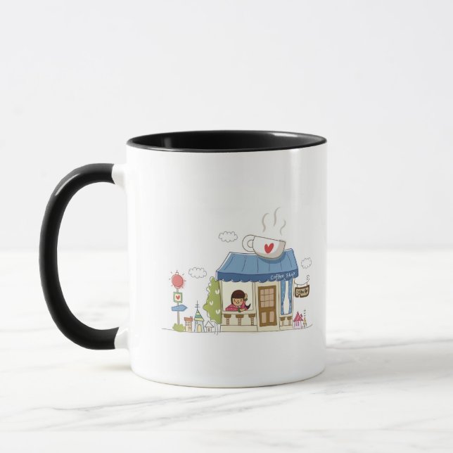 Caneca Mulher em uma cafetaria (Esquerda)