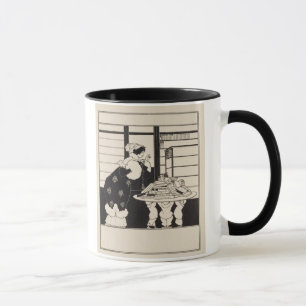 Caneca Mulher em uma livraria, design para um "livro