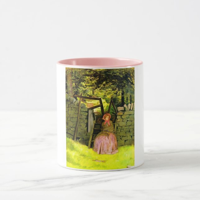 Caneca Mulher esperando (por John Everett Millais) (Centro)