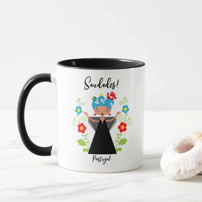 Caneca Mulher fada cantora de caravela portuguesa (Com Donut)