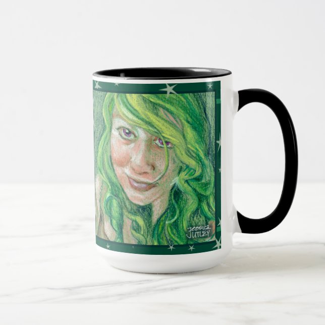 Caneca Mulher Fantástica de Green Haired com Mug de Olhos (Direita)