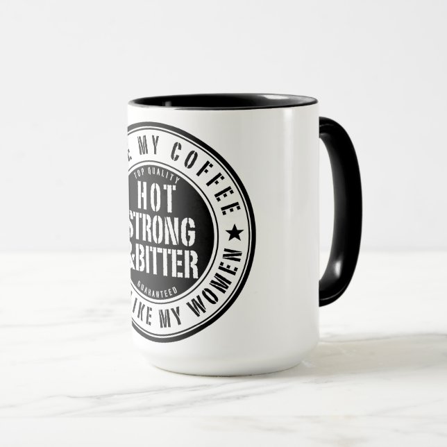 Caneca Mulher Forte e Amarrada Café Mug (Frente Esquerda)