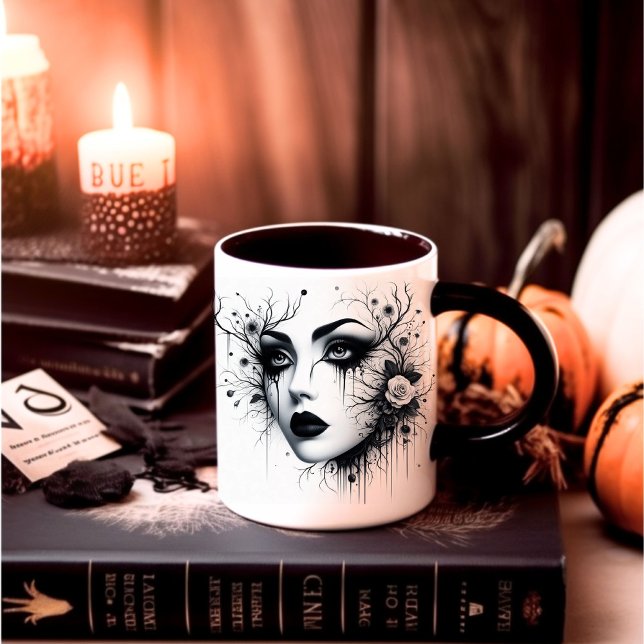 Caneca Mulher Gótica Bonita (Criador carregado)