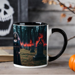 Caneca Mulher Gótica em Gravação Queimando