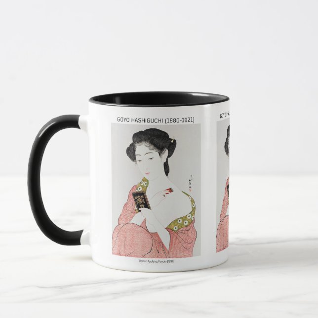 Caneca Mulher japonesa aplicando pó - Goyō Hashiguchi (Esquerda)