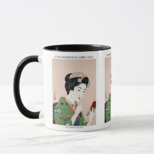Caneca Mulher japonesa aplicando rouge - Goyō Hashiguchi