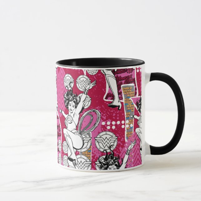 Caneca Mulher Maravilha Padrão Rosa (Direita)