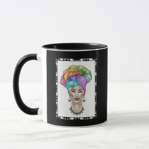 Caneca Mulher Negra em Turbo Colorida
