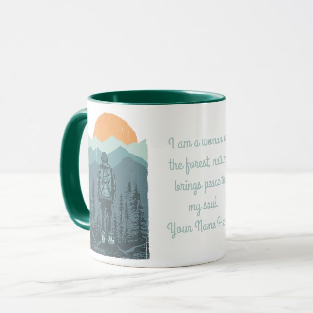 Caneca Mulher Personalizada de Trilha na Natureza (Frente Esquerda)