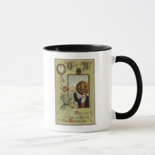 Caneca Mulher que olha o homem da abóbora no espelho