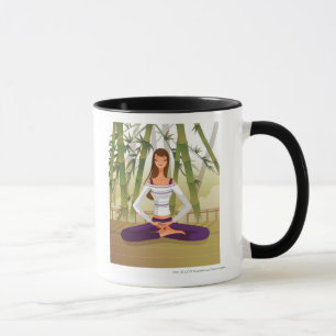 Caneca Mulher que senta-se na posição de lótus,