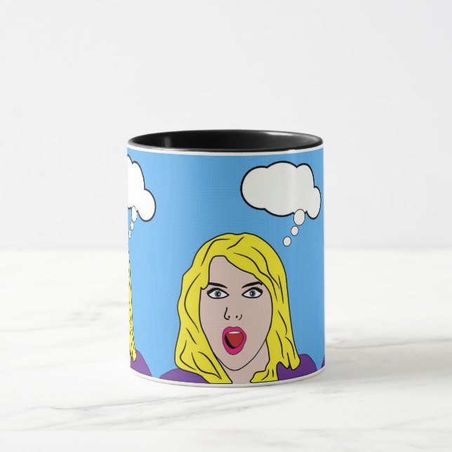 Caneca Mulher-retrora surpreendida com arte Pop (Centro)
