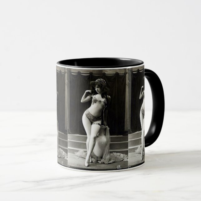 Caneca Mulher Sexy Vintage, Glamorosa Bikini Menina (Frente Esquerda)