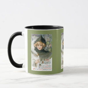 Caneca Mulher Vintage de Halloween e Caveiras