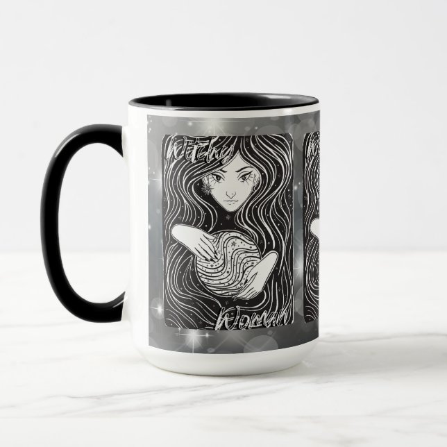 Caneca Mulher Witchy Black and White (Esquerda)