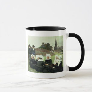 Caneca Mulheres bretãs que sentam-se em um perdão