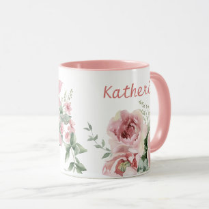 Caneca Mulheres com Nome do Monograma Rosa Rosa Rosa Rosa