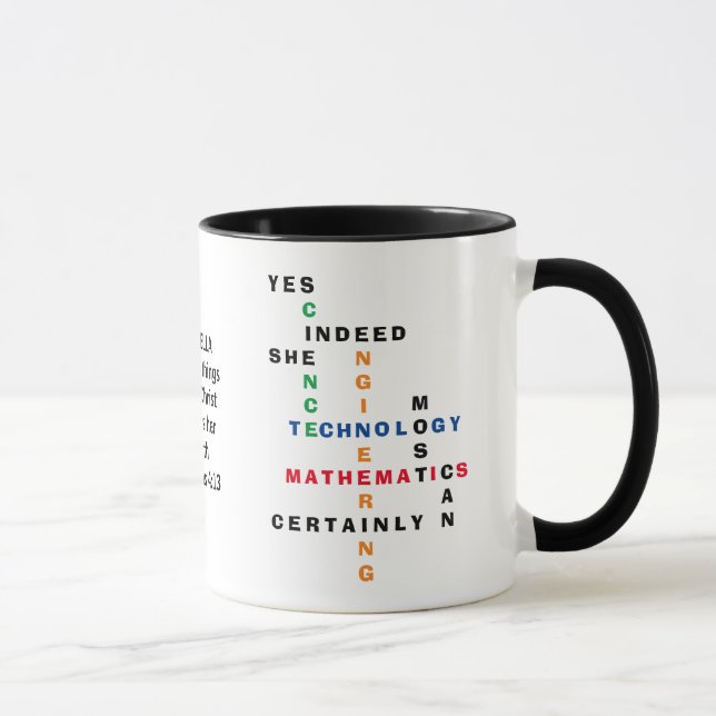 Caneca Mulheres Motivacionais em Palavras Cruzadas STEM (Direita)