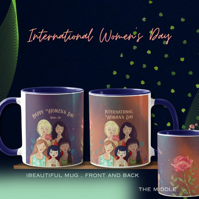 Caneca Mulheres multi-étnicas Mu, Dia Internacional da Mu (International Women's Day multi-ethnic portrait Mug)
