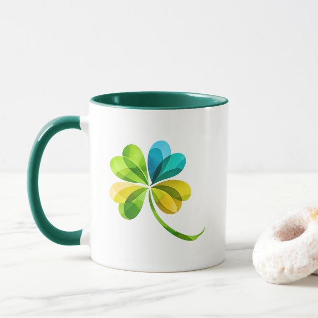 Caneca Multicolor Geometric Shamrock St. Patrick's Day Mu (Com Donut)