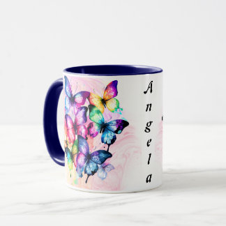Caneca Multicolor Watercolor Fluttering Butterflies Mug
