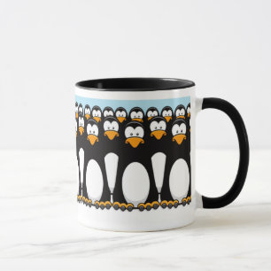Caneca Multidão de pinguins engraçados dos desenhos