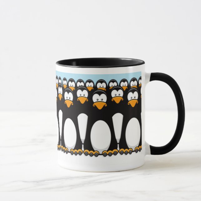 Caneca Multidão de pinguins engraçados dos desenhos (Direita)