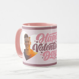 Caneca Multifotografia do Feliz dia de os namorados Rosa