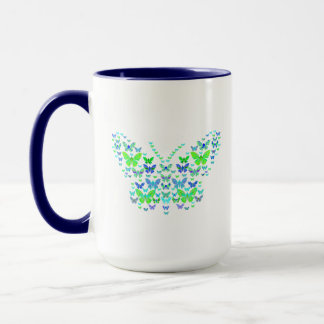Caneca Múltiplas borboletas azuis Combo Mug, 15 oz