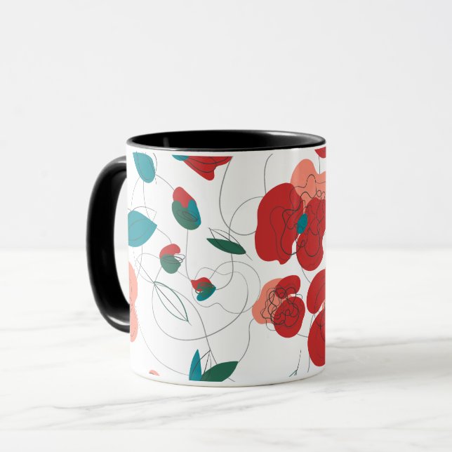 Caneca Mundo das Flores Silvestres | Padrão de flores est (Frente Esquerda)