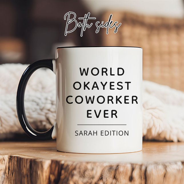 Caneca Mundo do Humor Divertido Colega de Trabalho Mais o (Funny Coworker Mug Gift for Her or Him, World Okayest Coworker Gift Coffee Mug for Her or Him)