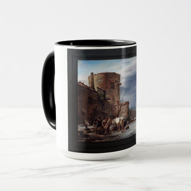 Caneca Muro da cidade de Haarlem no inverno (Frente Esquerda)