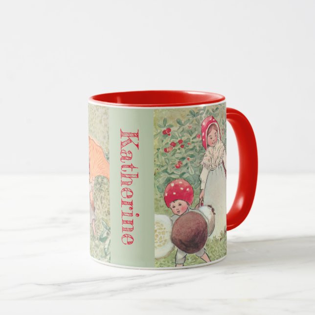 Caneca Mushroom Fairytale Elsa Beskow Mug personalizado (Frente Esquerda)