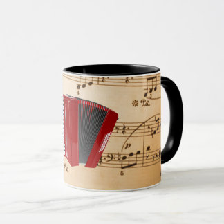 Caneca Música de acordeão, design popular,