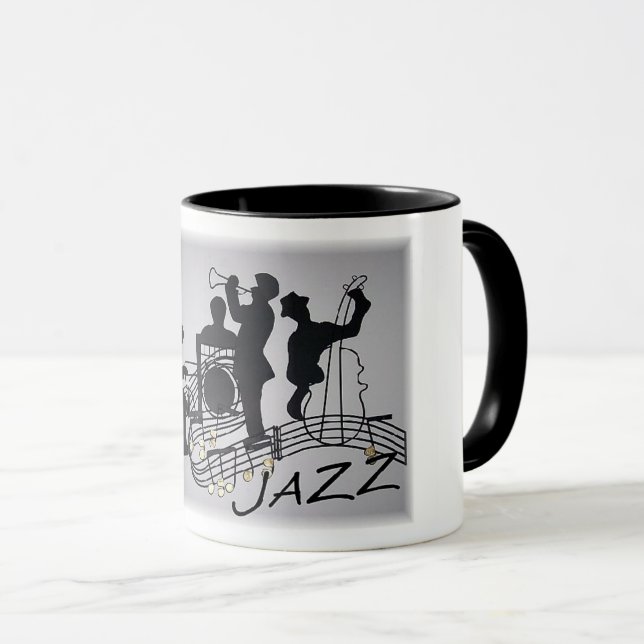 Caneca Música de Instrumentos de Banda Jazz (Frente Esquerda)