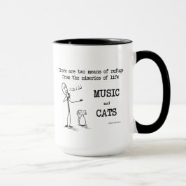 Caneca Música e gatos - citação de Schweitzer