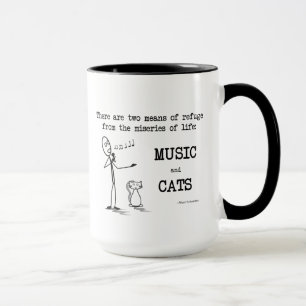 Caneca Música e gatos - citação de Schweitzer