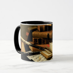 Caneca Música e Letras por William Harnett, Belas Artes