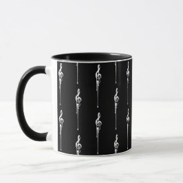 Caneca Música Motif Derretendo Treble Clef Branco e Preto