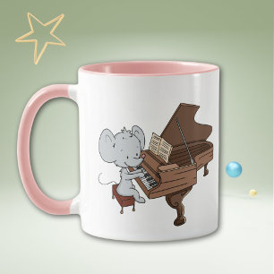 Caneca Músico Pianista Rato Fofo Personalizado