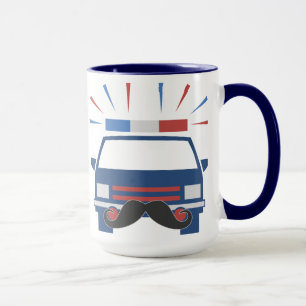 Caneca Mustache Policial - escolha estilo e cor