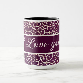Caneca Muster Ornamente weinrot, weiß