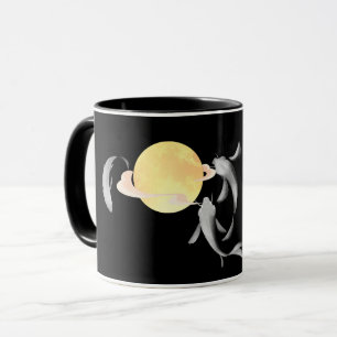 Caneca Mystic Koi & Ouro Moon - Elegante Zen Ar Japonês