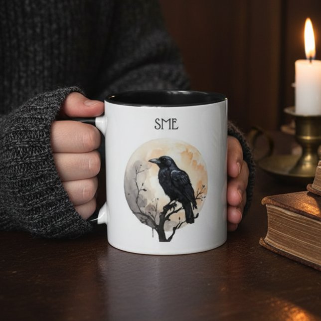 Caneca Mystical Crow Moon (Monogram raven coffee mug)