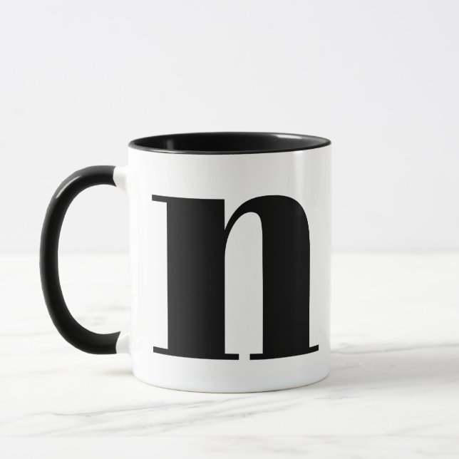 Caneca n Moderno Monograma - Letra inicial preta e branca (Esquerda)