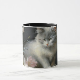 Caneca Na Companhia das Flores, Cinzas E Gatinhos Brancos