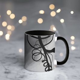 Caneca Na grade: Abstrato preto e Cinza