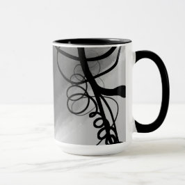 Caneca Na grade: Cinza Abstrato, Preto e Branco
